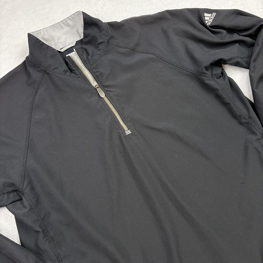 Adidas Jacket Mens M Black Windbreaker Climashell Lined Collared Zip Pockets